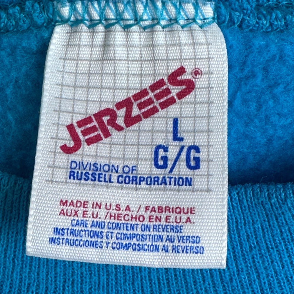 Jerzees Sweatshirt‎ Womens Large Blue Vintage 90s Garden Applique Made in USA - Picture 2 of 8
